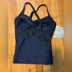 Athleta Twister Tank Padded Navy Swim Top